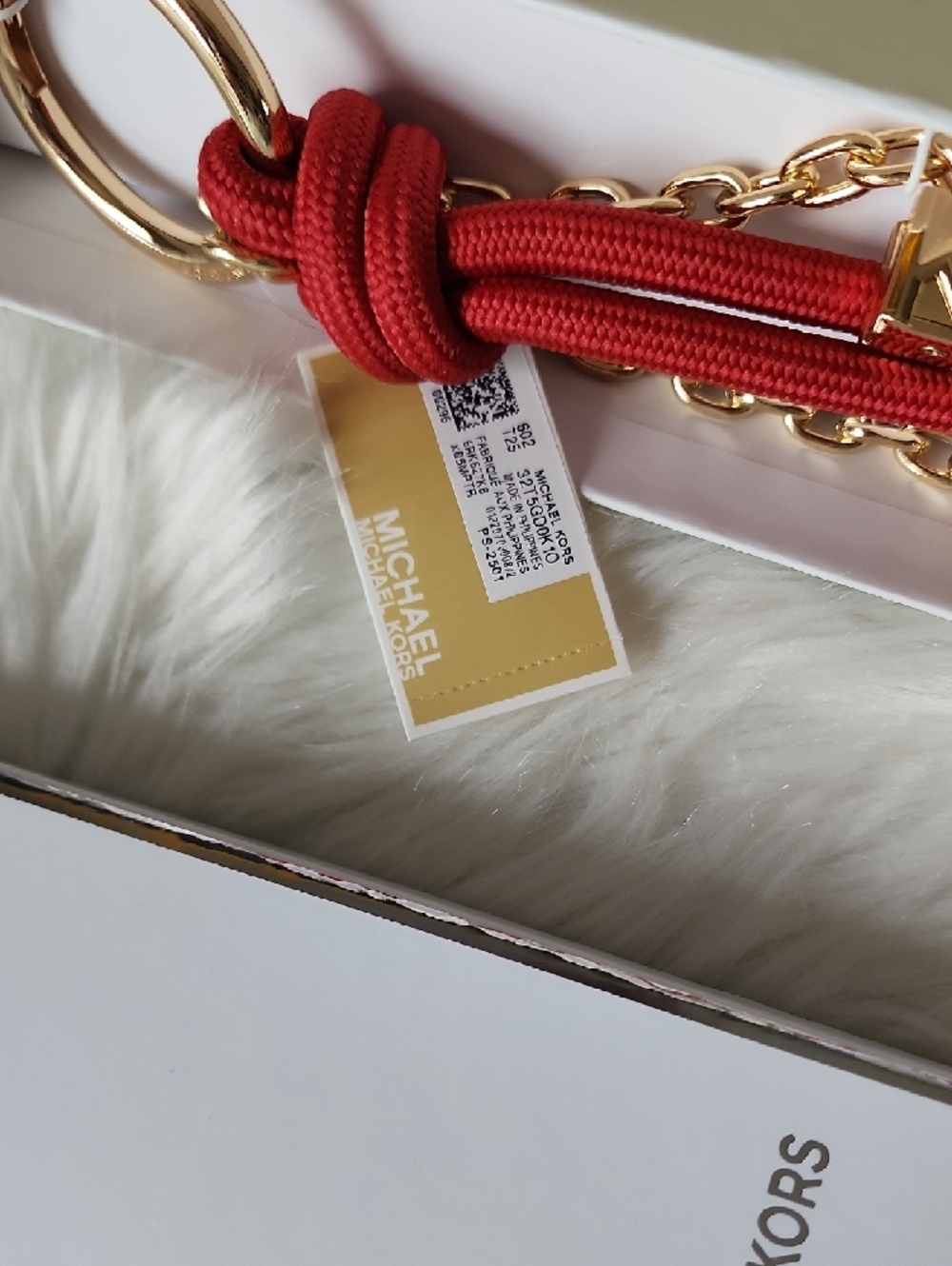 Michael Kors Red Knot Tassel Keychain with Gold Accents - Picture 9 of 11